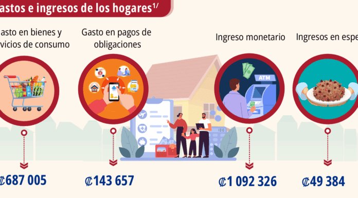 Costarricenses gastan en consumo un promedio de ₡687 mil mensuales